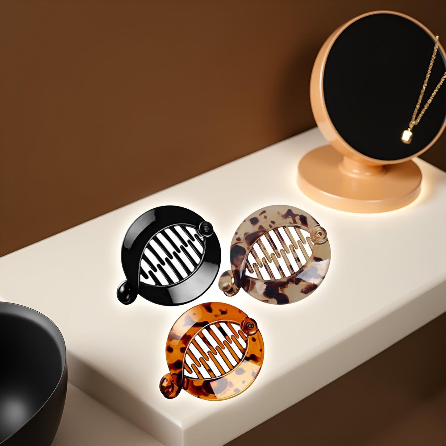 3Pcs Resin Banana Hair Clips Small Banana Hair Combs Fishtail Hair Clip Side Comb Round Ponytail Holder for Women Girl Hair Accessories Clips and Barrettes