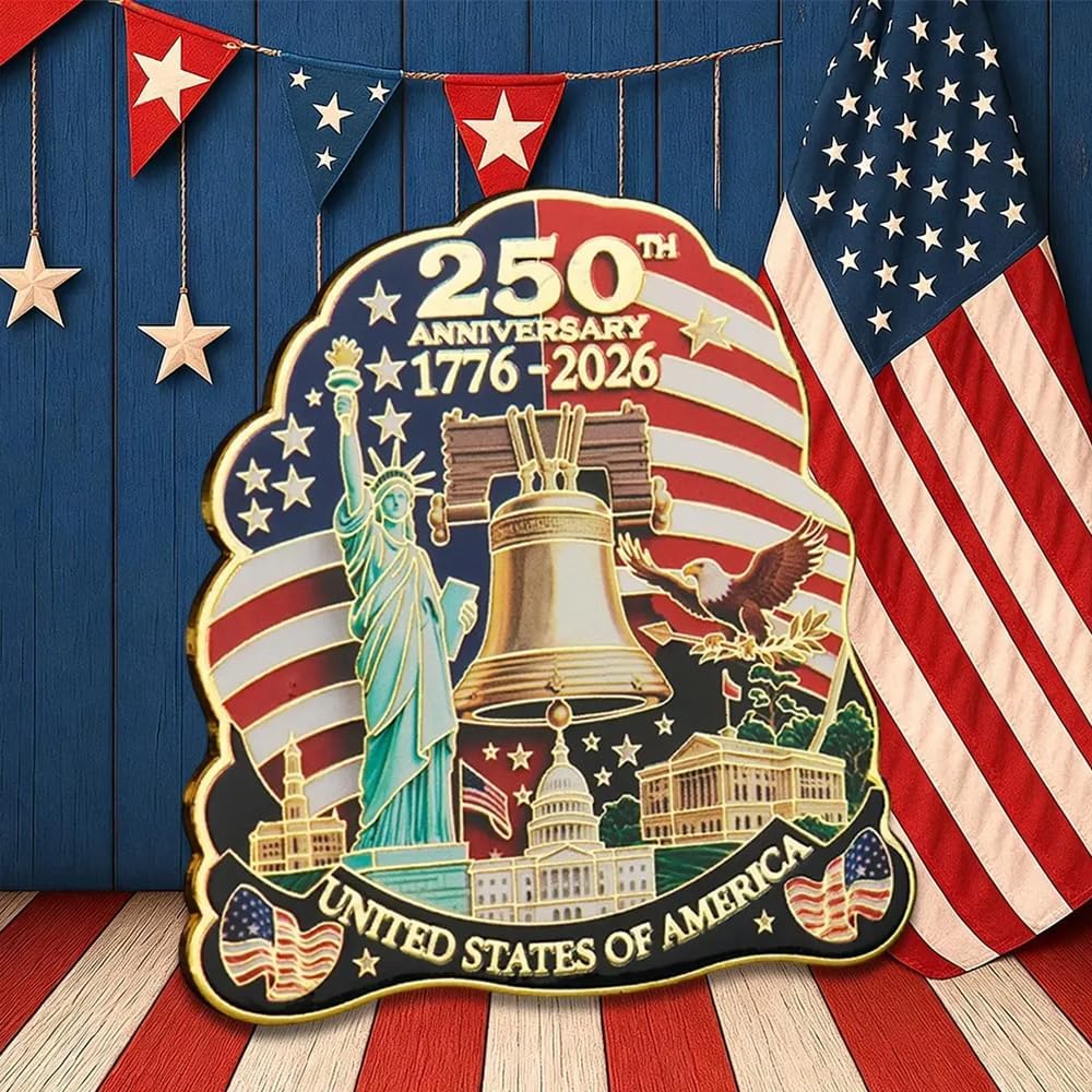 Statue of Liberty Refrigerator Sticker - 250th Anniversary American Flag Decal | Independence Day Decor