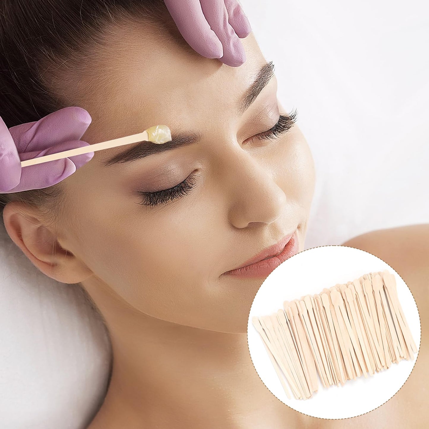 MMonDod Wooden Eyebrow Waxing Sticks with Handle, Small Wood Wax Sticks, Wax Sticks for Hair Removal, Wax Spatulas Craft Applicator Sticks for Eyebrow, Lip, Nose Waxing (600 Pcs)