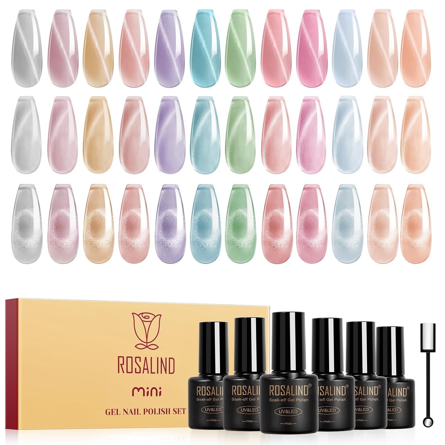 Cat Eye Gel Nail Polish - 12 Colors Magnetic Glitter Set | Sparkle Diamond Effect, Soak Off UV Manicure Gift for Women