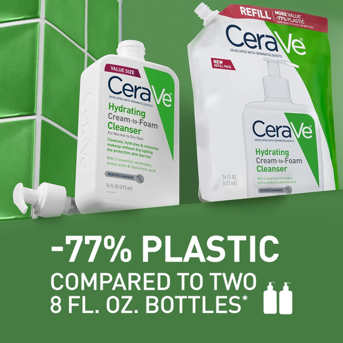 CeraVe Hydrating Cream To Foam Cleanser - Makeup Remover Face Wash for Dry Skin | 16 oz Fragrance-Free, Non-Comedogenic