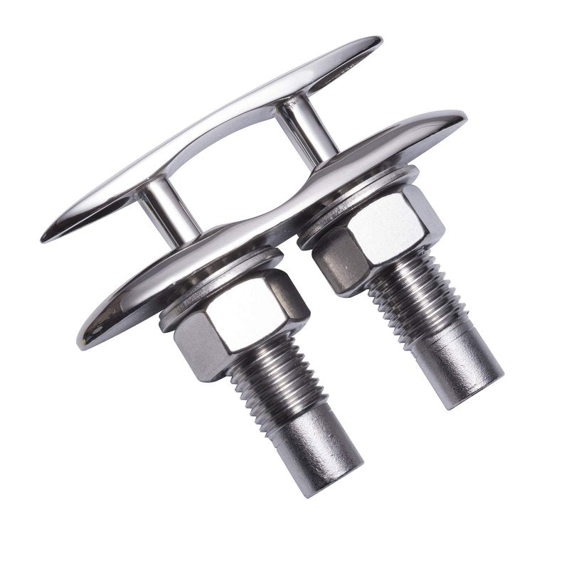 SUNOOM Stainless Steel 316 Flush Mount Cleat, Pop-Up Rope Cleat for Boat Yacht Deck, Marine Grade Mooring Cleat with Nuts & Washers