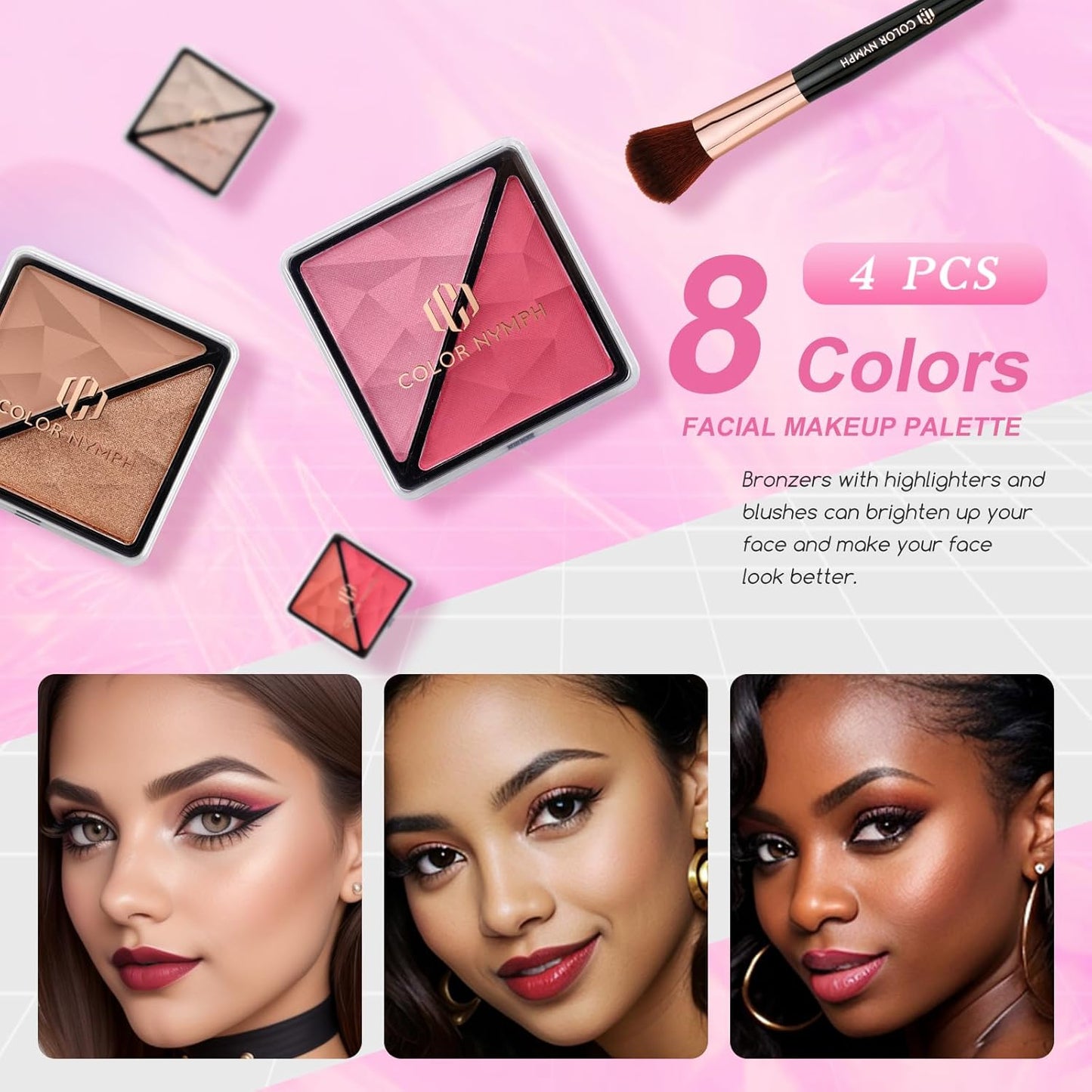 Color Nymph Makeup Kit for Tweens - Complete Pink Starter Set with Eye Shadow, Lipstick, Blush & Brushes