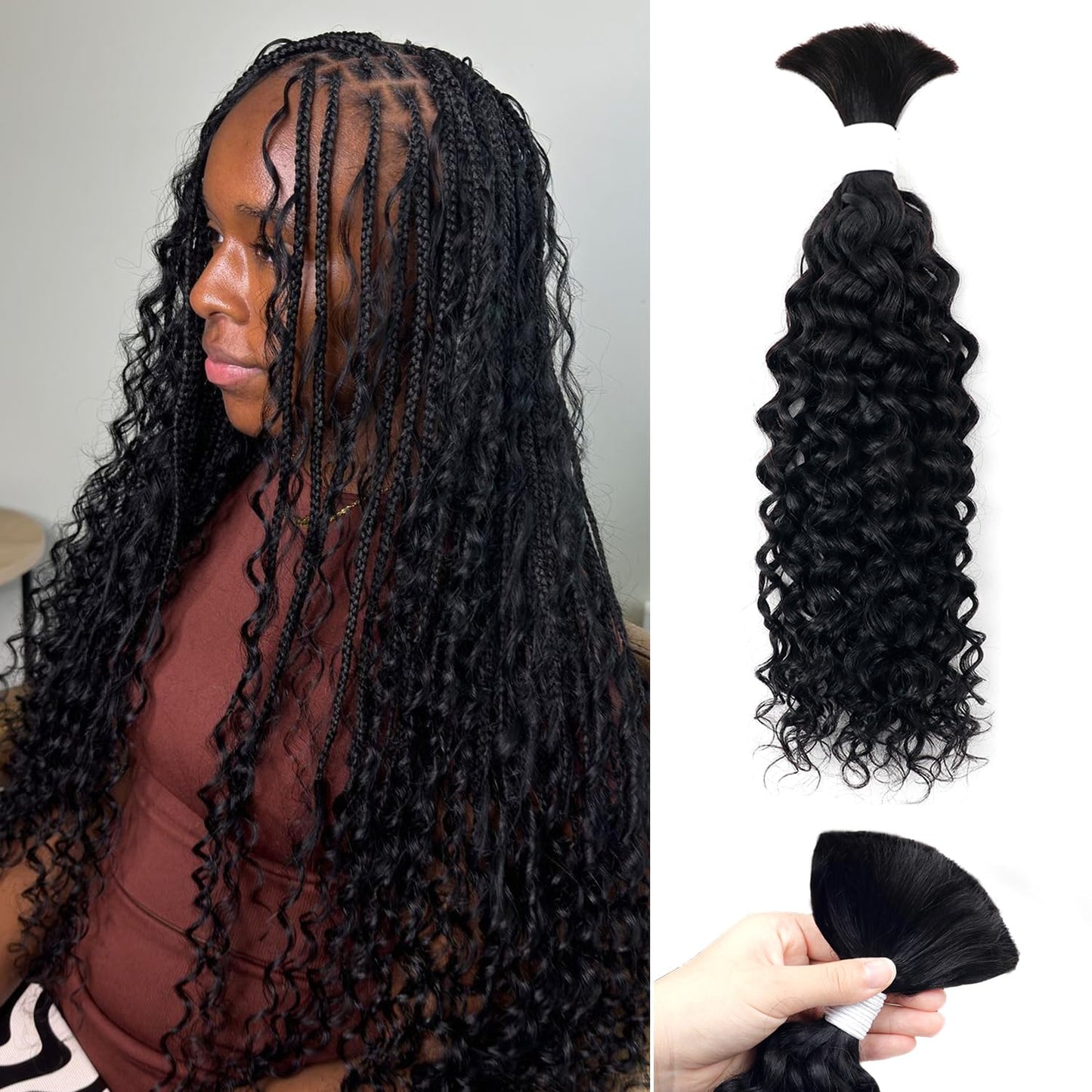 Body Wave Curly 4/27 Human Braiding Hair - 100g One Bundle for Boho Braids | 18 Inch