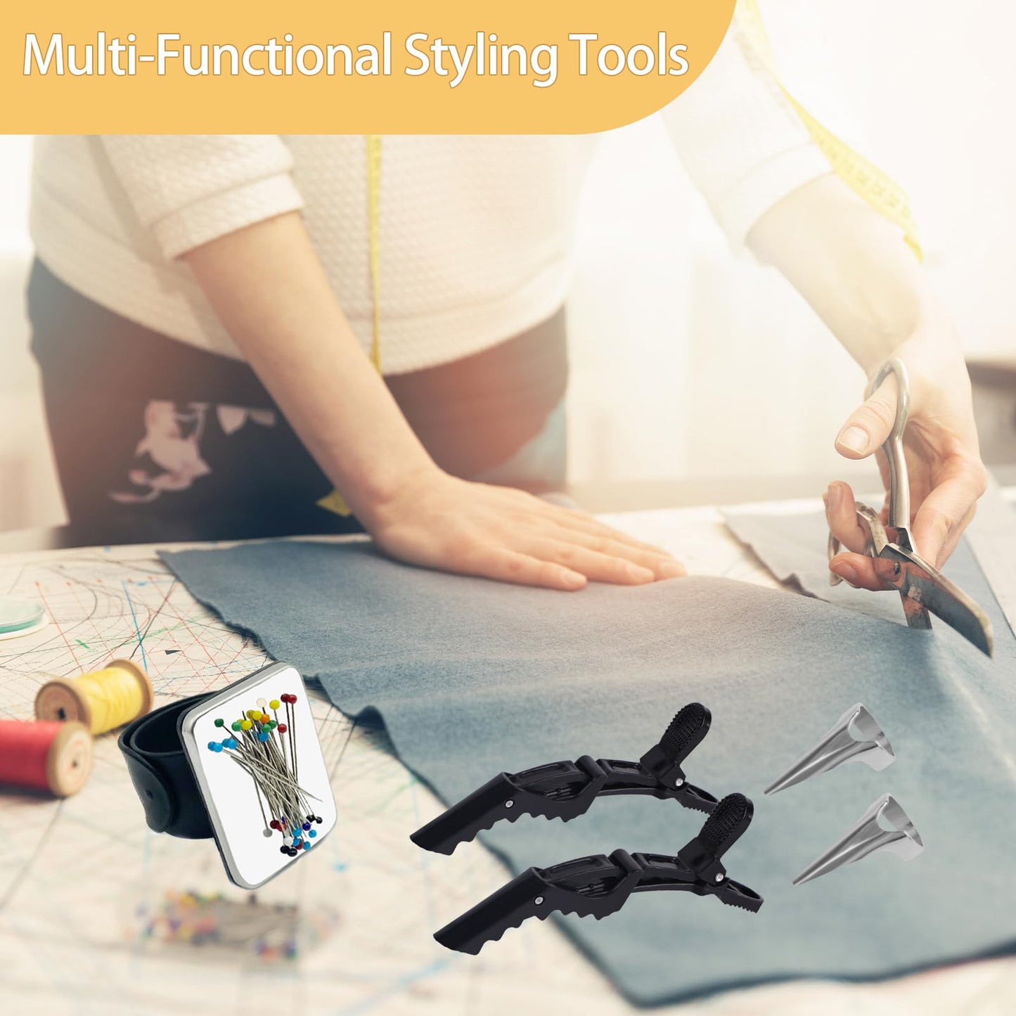 23 Pieces Hair Braiding Tools Set, Magnetic Wrist Pin Holder, Sectioning Clips, Rat Tail Combs, Hair Parting Rings for Braiding