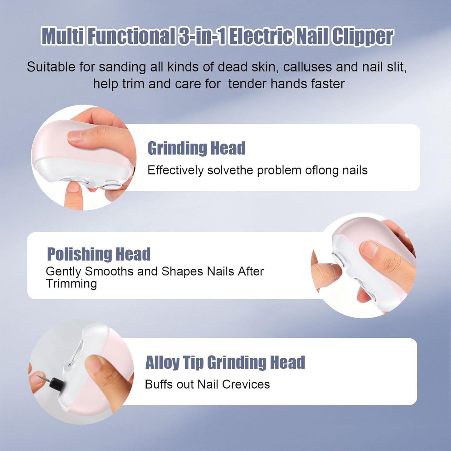 Electric Nail Clipper - Effortless, Safe Nail Trimming | Stylish Pink Design