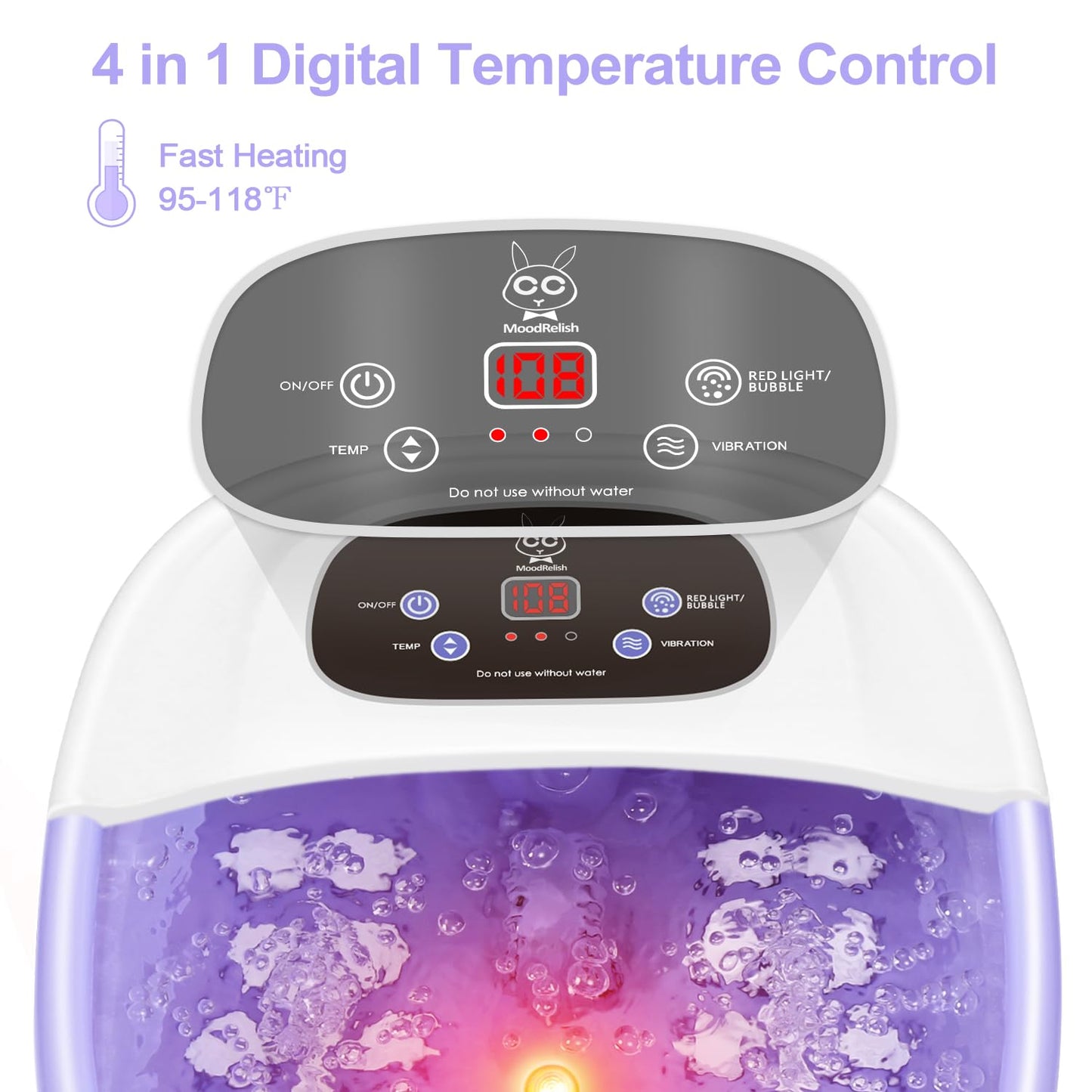 Foot Spa Bath Massager - Heat & Vibration with 22 Rollers | Calming Lavender Epsom Salt Soak - Purple