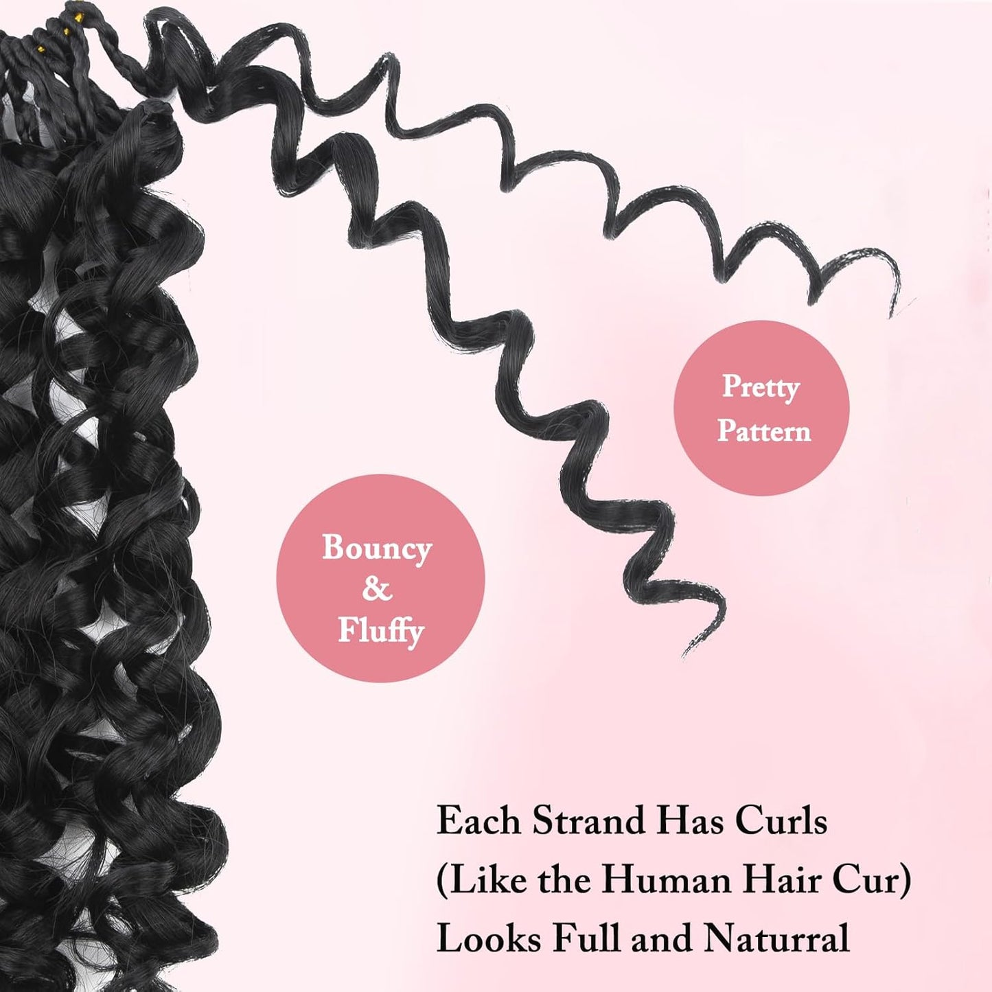 GoGo Curl Crochet Hair - 14 Inch Pre Looped Braids for Black Women | Soft Synthetic Deep Water Wave Extensions