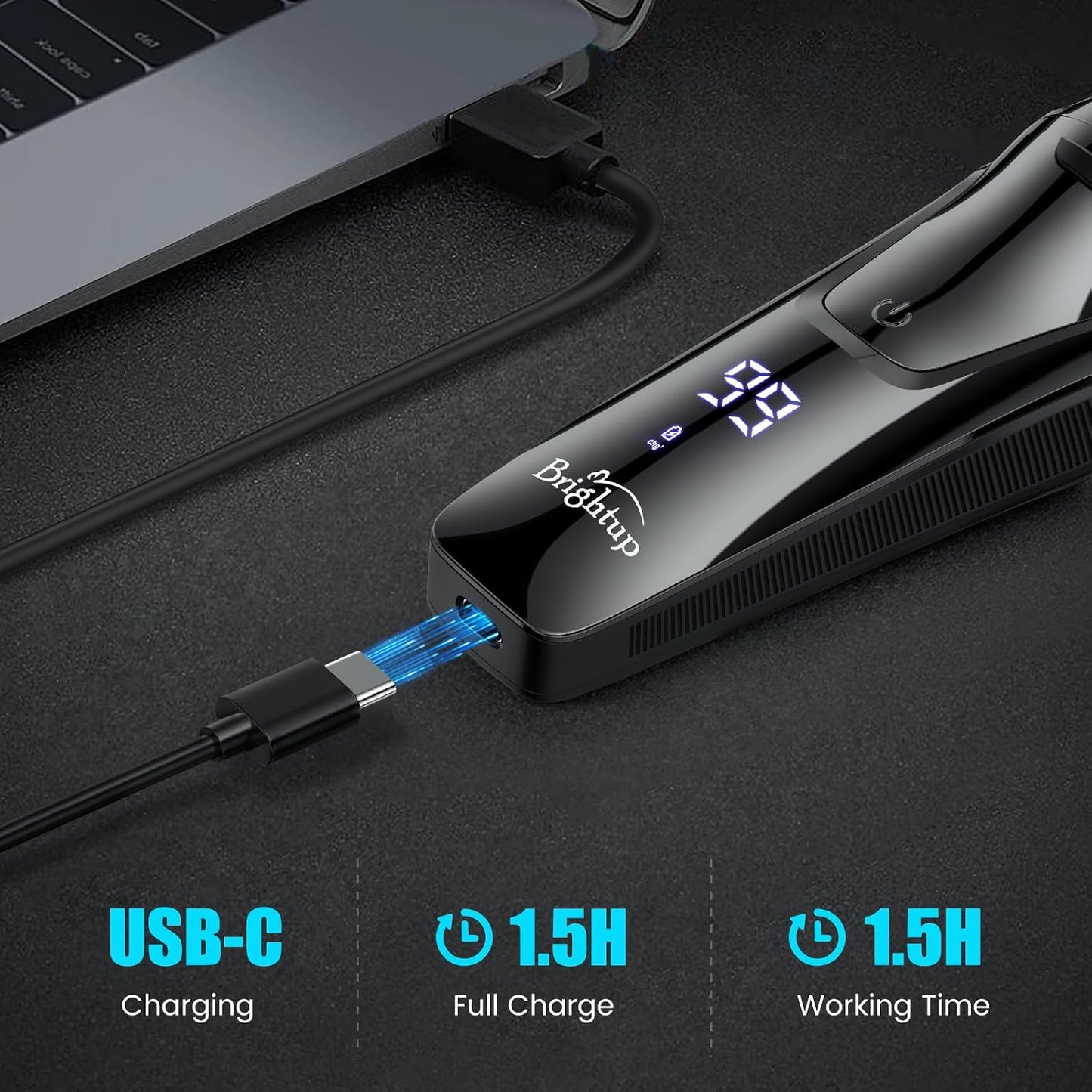 Electric Razor for Men - Wet & Dry Shaver with 4D Flex Blades, Pop-up Trimmer | USB Fast Charging, LED Display, Travel Lock