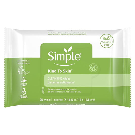 Gentle Makeup Remover Facial Wipes - Kind to Skin, 25 Count | Dye-Free & Chemical-Free