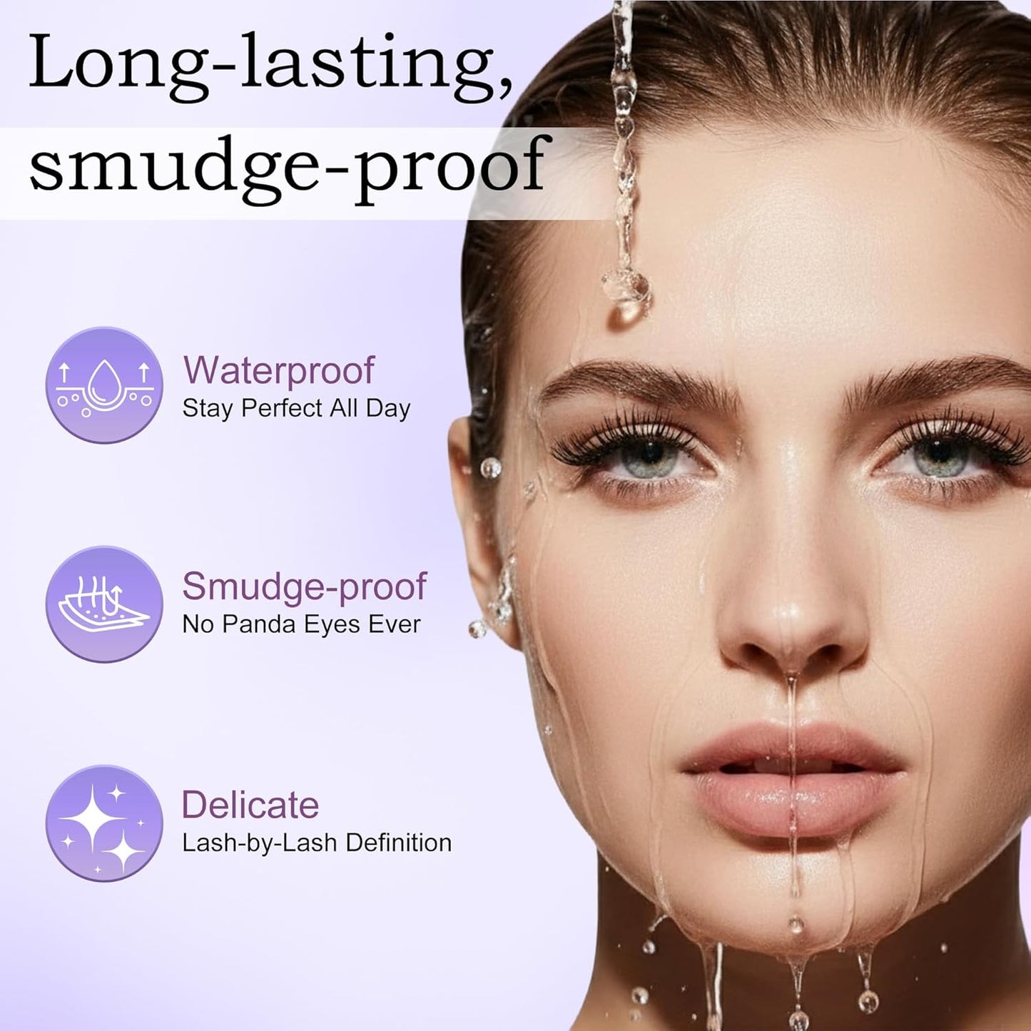 Iron Wand Mascara - 5D Curling Waterproof Eyelash Mascara for Volume & Length | Washable Metal Wand, Smudge-Proof Black