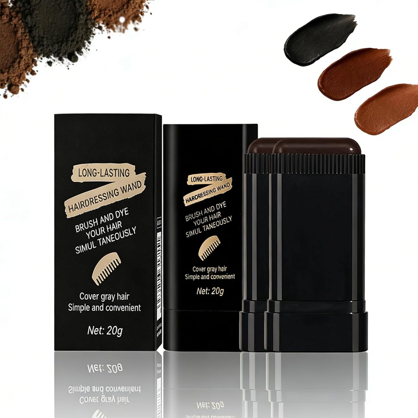 Glo7 Hair Dye Concealer Stick - Instant Gray Root Coverage | Waterproof & Long-Lasting Temporary Hair Color (Brownish Black)