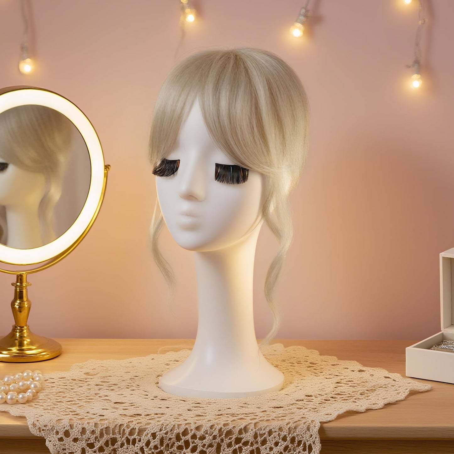 Flufymooz Clip in Bangs,12 Inch French Bang Fringe with Temples Hairpieces for Women Daily Wear