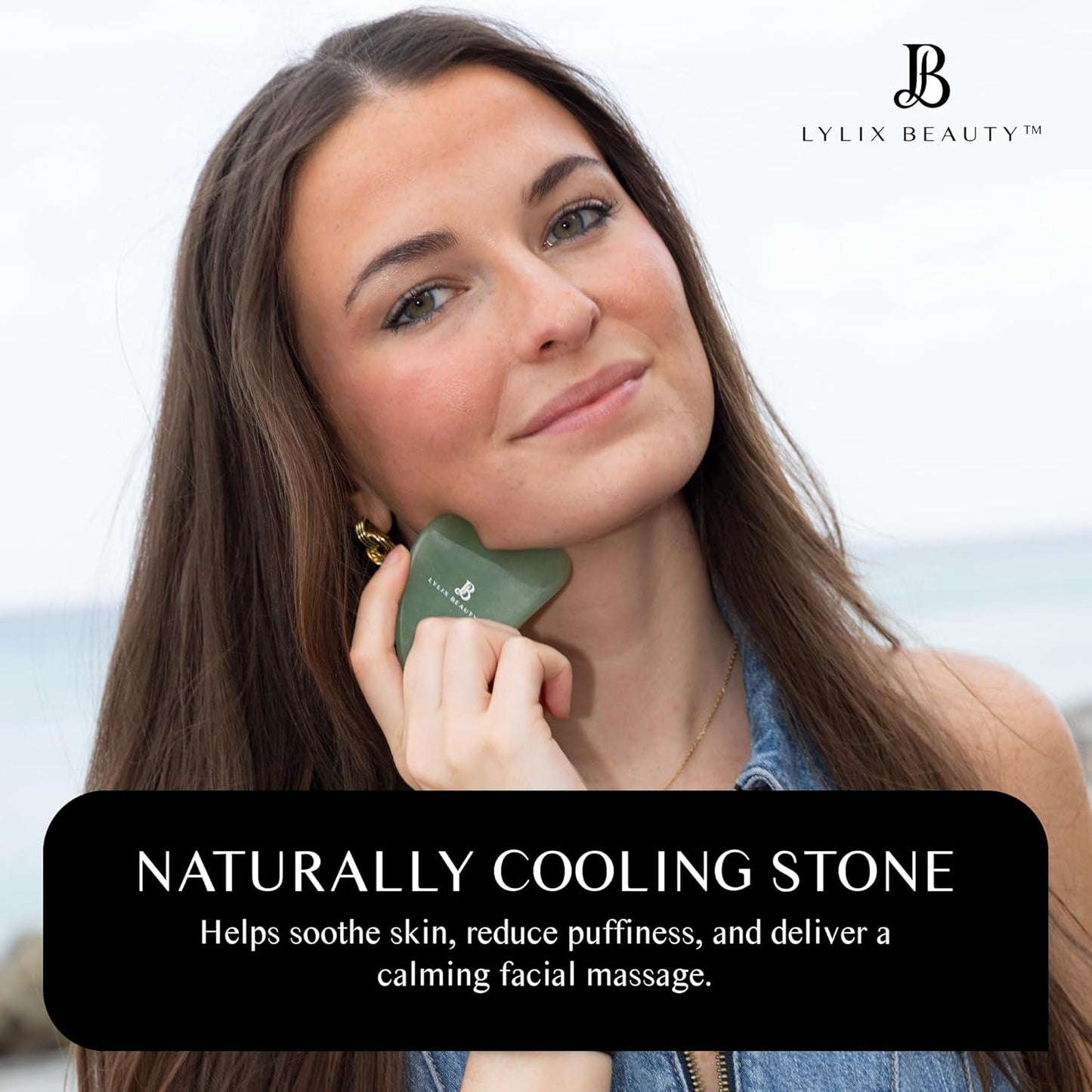Lymphatic Drainage Face Brush & Jade Gua Sha - Sculpting & Depuffing Tool for Skin Care | Perfect for Face & Neck