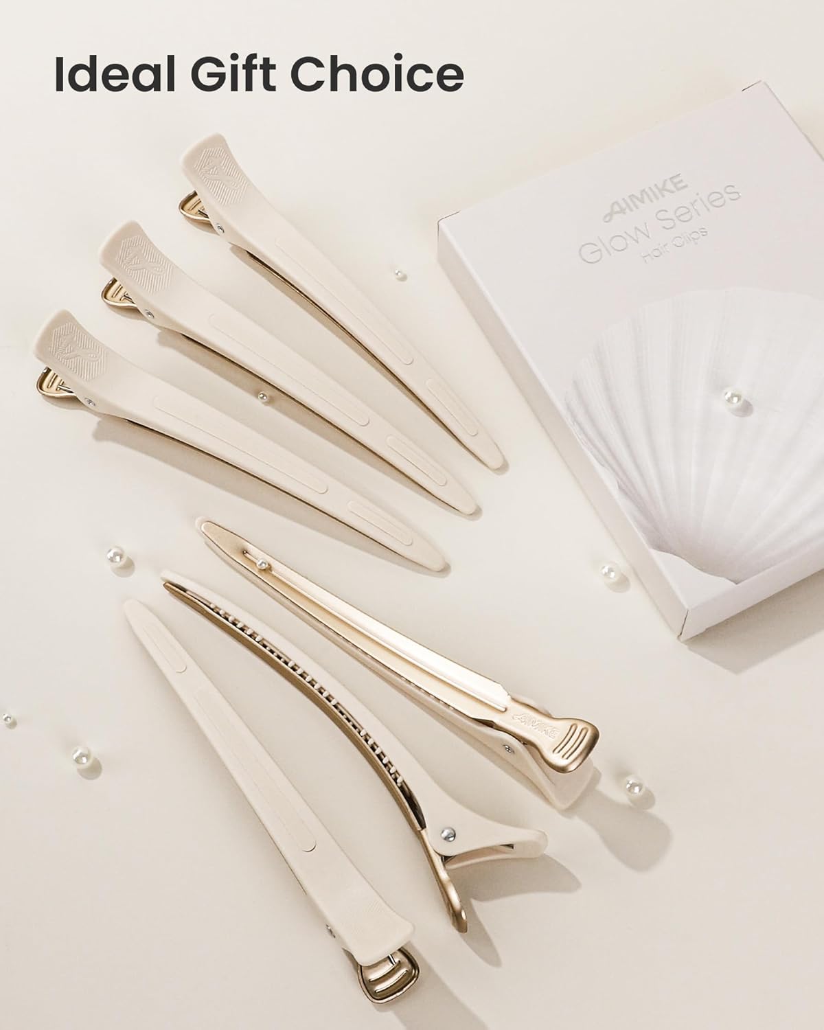 4.8" Hair Clips for Styling - No-Crease Duckbill Clips with Silicone Band for Thick, Curly Hair | 6-Pack, Desert Titanium