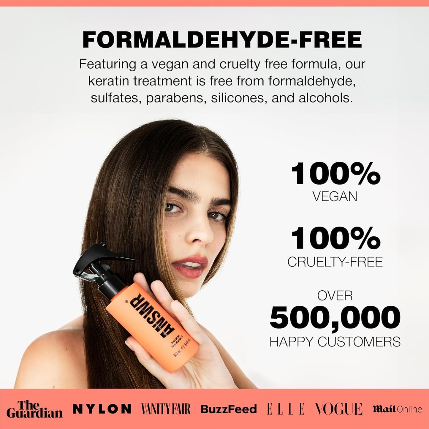 ANSWR Brazilian Keratin Hair Treatment - Eliminate Frizz, Salon Results at Home | Sulfate-Free, Safe for Colored Hair (3 x 100ml Kit)