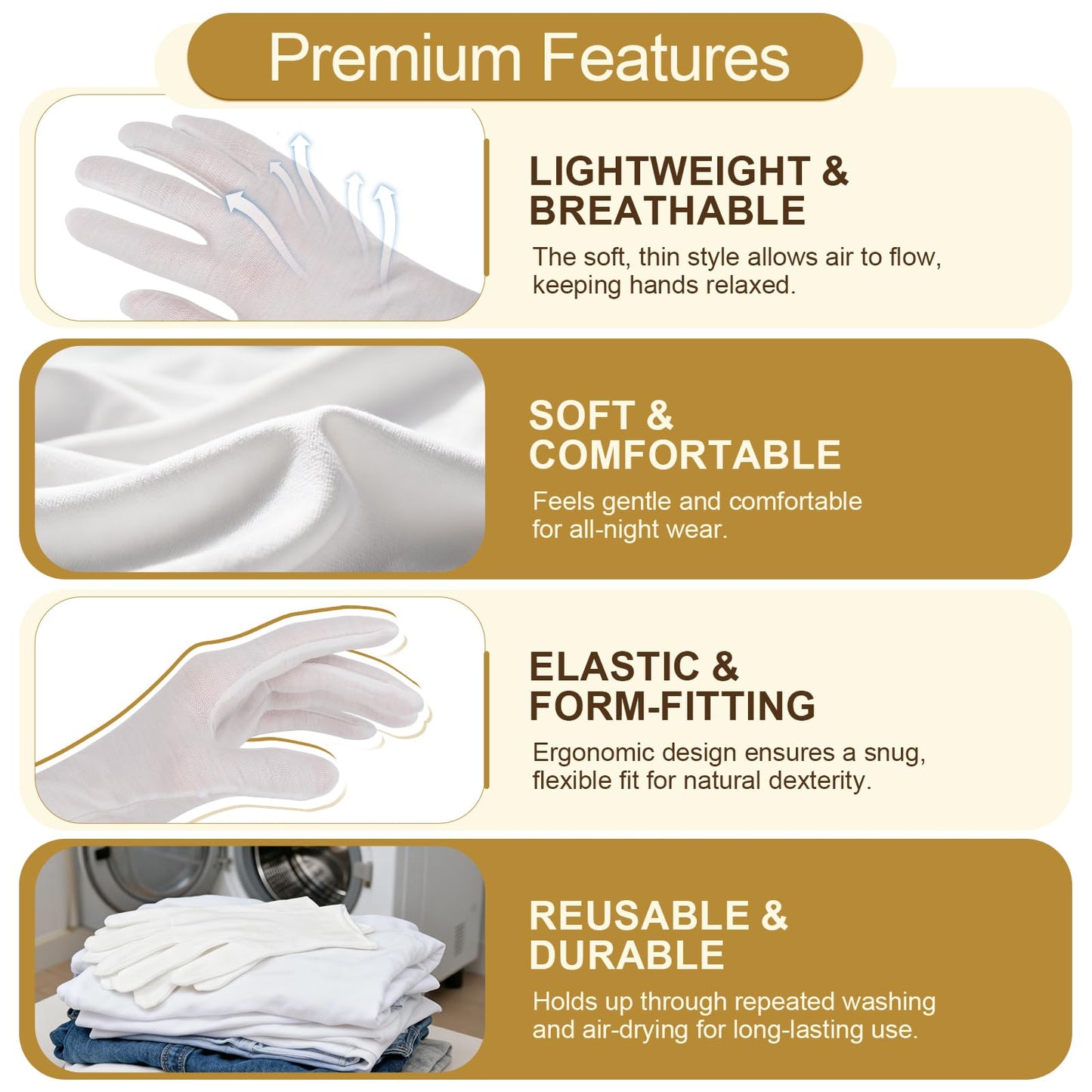 FOTKYXH 32PCS (16 Pairs) Thin White Gloves for Dry Hands Sleeping, Breathable White Glove with Elastic Cuff for Overnight Treatment, Eczema, Spa, Work, Inspection (One Size Fits Most)
