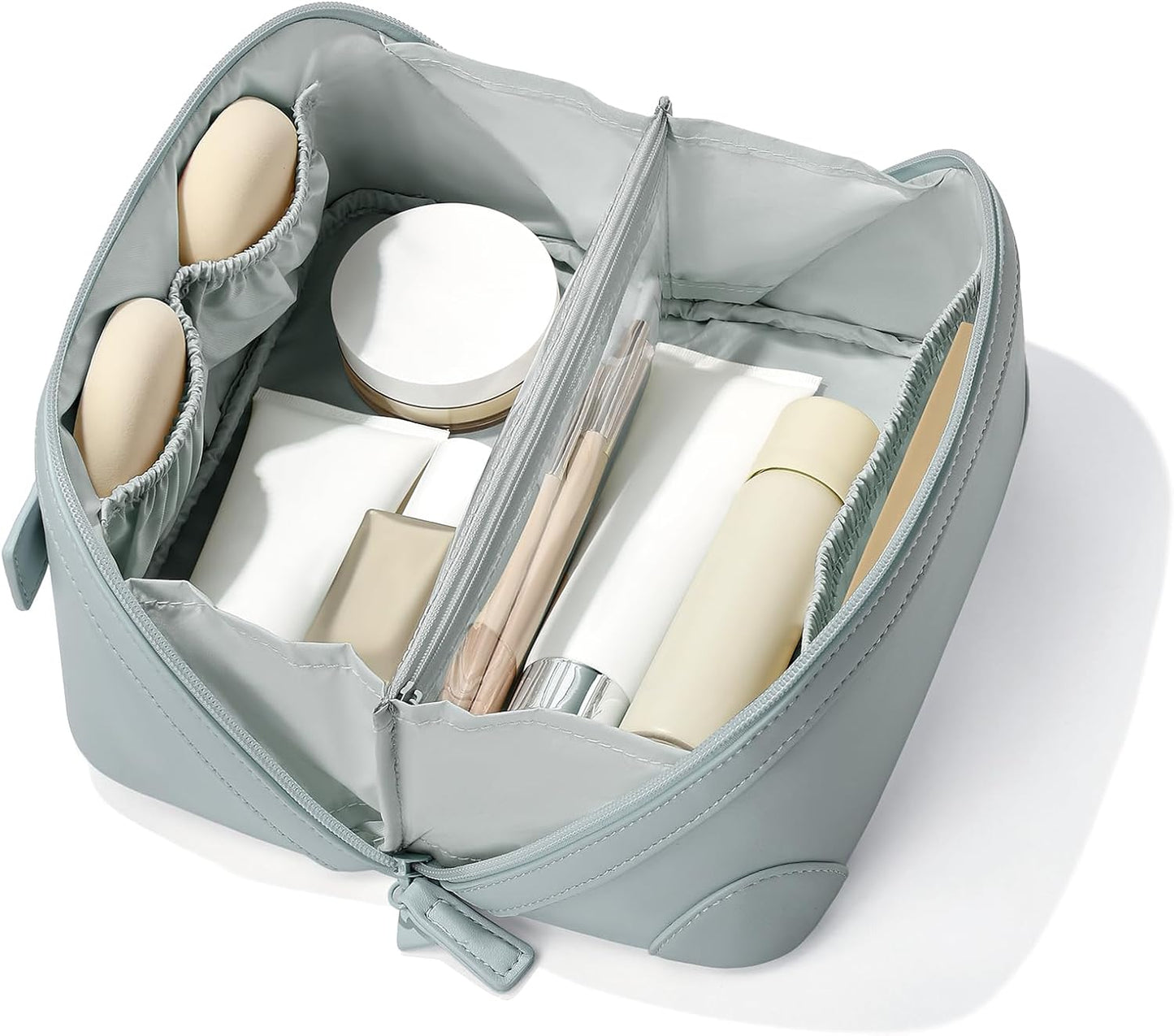 Travel Makeup Bag for Women - Large Capacity Waterproof PU Leather | Portable Cosmetic Organizer for Business & Daily Use