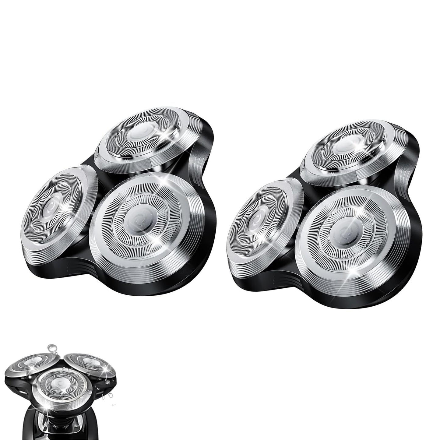 SH90 Replacement Rotary Heads Compatible with Philips Norelco Shavers Series 9000,Replacement Shaver Head with Upgrade Double-Layer Precision Blades for Men's Shaving (Silver，2 Packs)