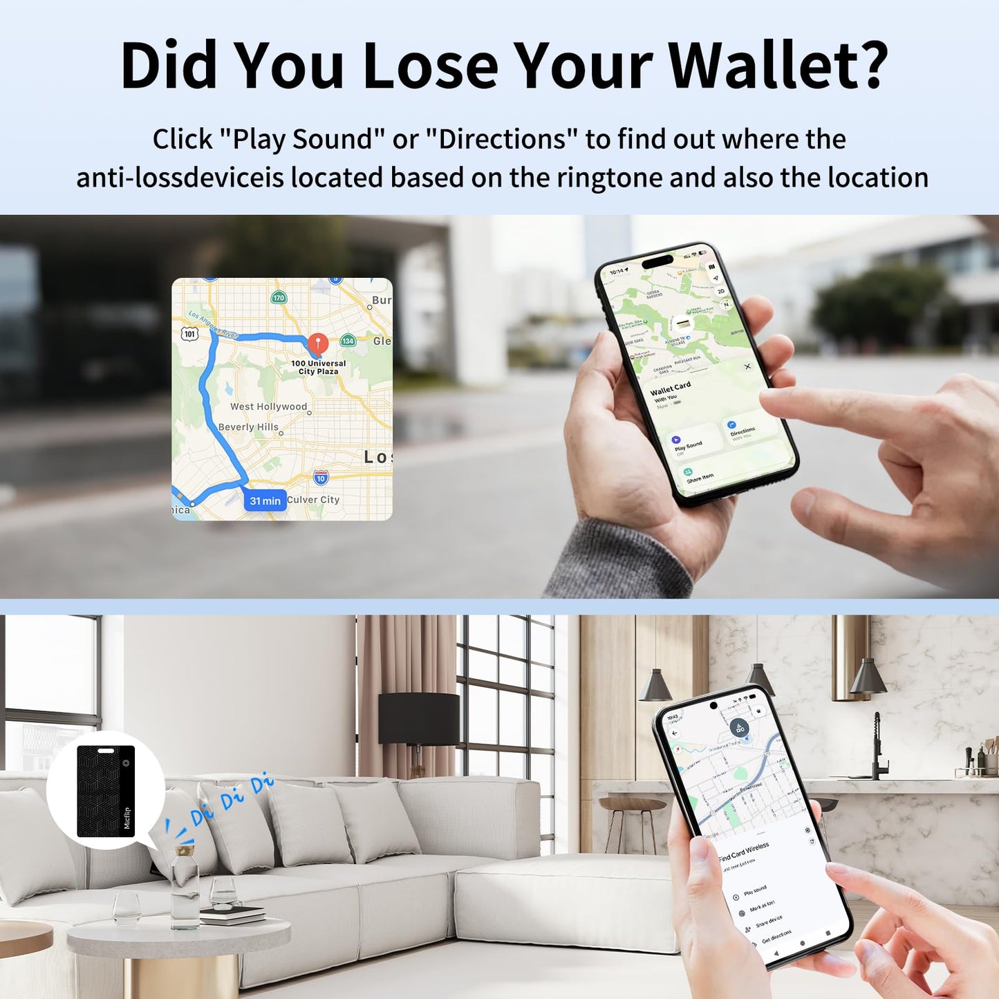MICFLIP MFi Certified Wallet Tracker Card, Works with Apple Find My