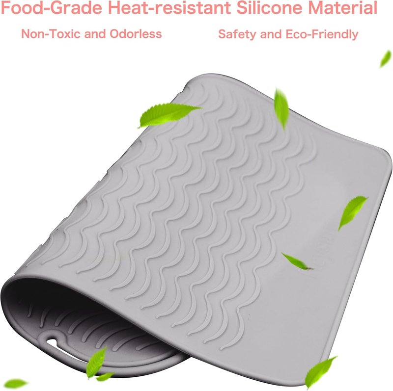 Flat Iron Hair Straightener Heat Mat - Silicone Non-Slip Pad | Large 11"x7.8" for Hot Tools & Curling Irons