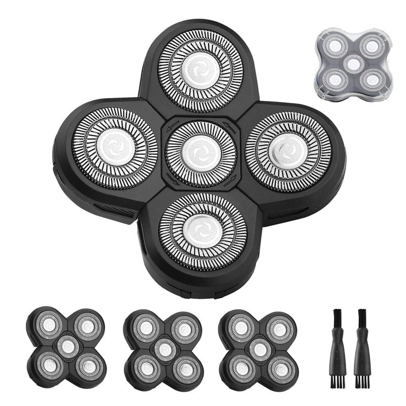 3 PCS Universal 5 Blades Head Shaver Replacement heads for Freebird Head shaver and Other Brand shaver Black
