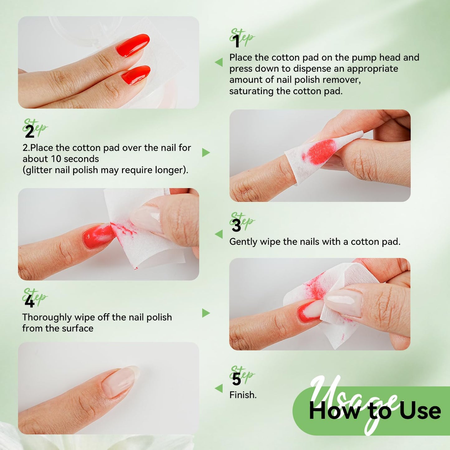 OpenLive Jasmine Scent Nail Polish Remover, 180ml Non Acetone free Nail Polish Remover for Regular Nail Polish with Easy Push-down Pump, 6.08 Fl Oz