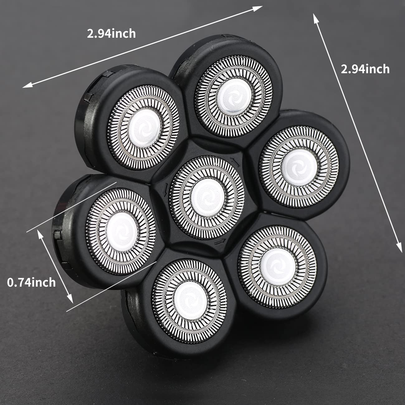 7D Black Electric Razor Replacement Blades - Universal 7 Blade Head Shaver for Men