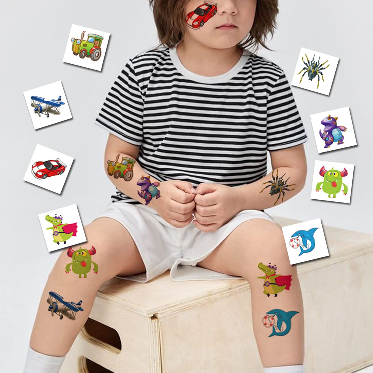 204 PCS Temporary Tattoos for Kids - Fun Birthday Party Favors | Individually Wrapped Designs