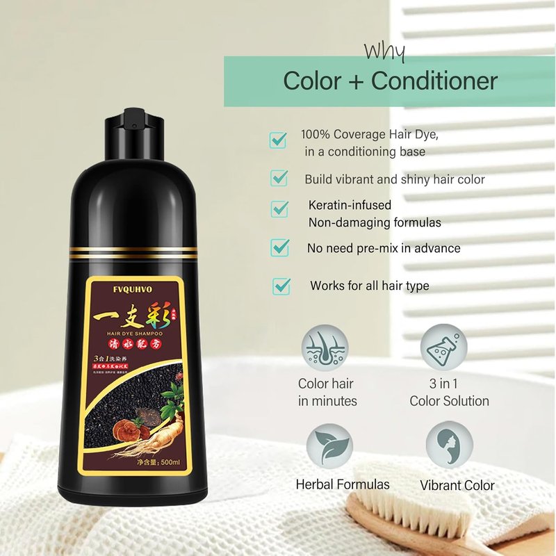 Red Hair Dye Shampoo - Instant Burgundy Color for Gray Coverage | Easy to Use 16.90 Fl Oz