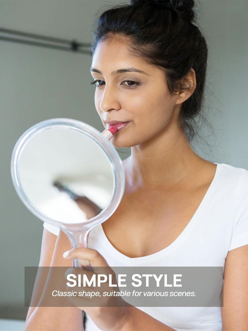 Double-Sided Hand Mirror Set - 1X/3X Magnifying Handheld Mirrors with Handle | Clear Finish