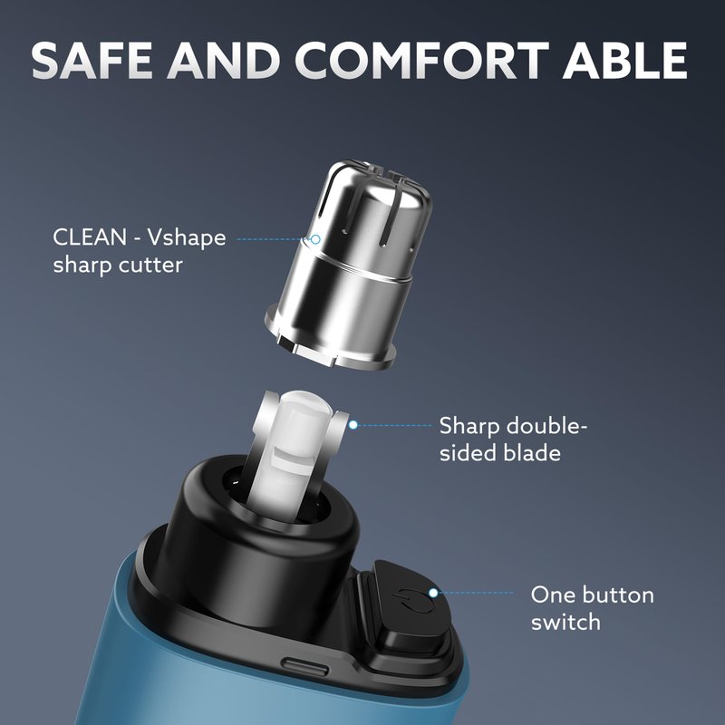 SYFUO Nose Hair Trimmer for Men,Portable Painless Ear and Nose Hair Trimmer USB Rechargeable,Nose Trimmer Women with 9000 RPM,360° Rotating Waterproof Dual Edge Blades(Blue)