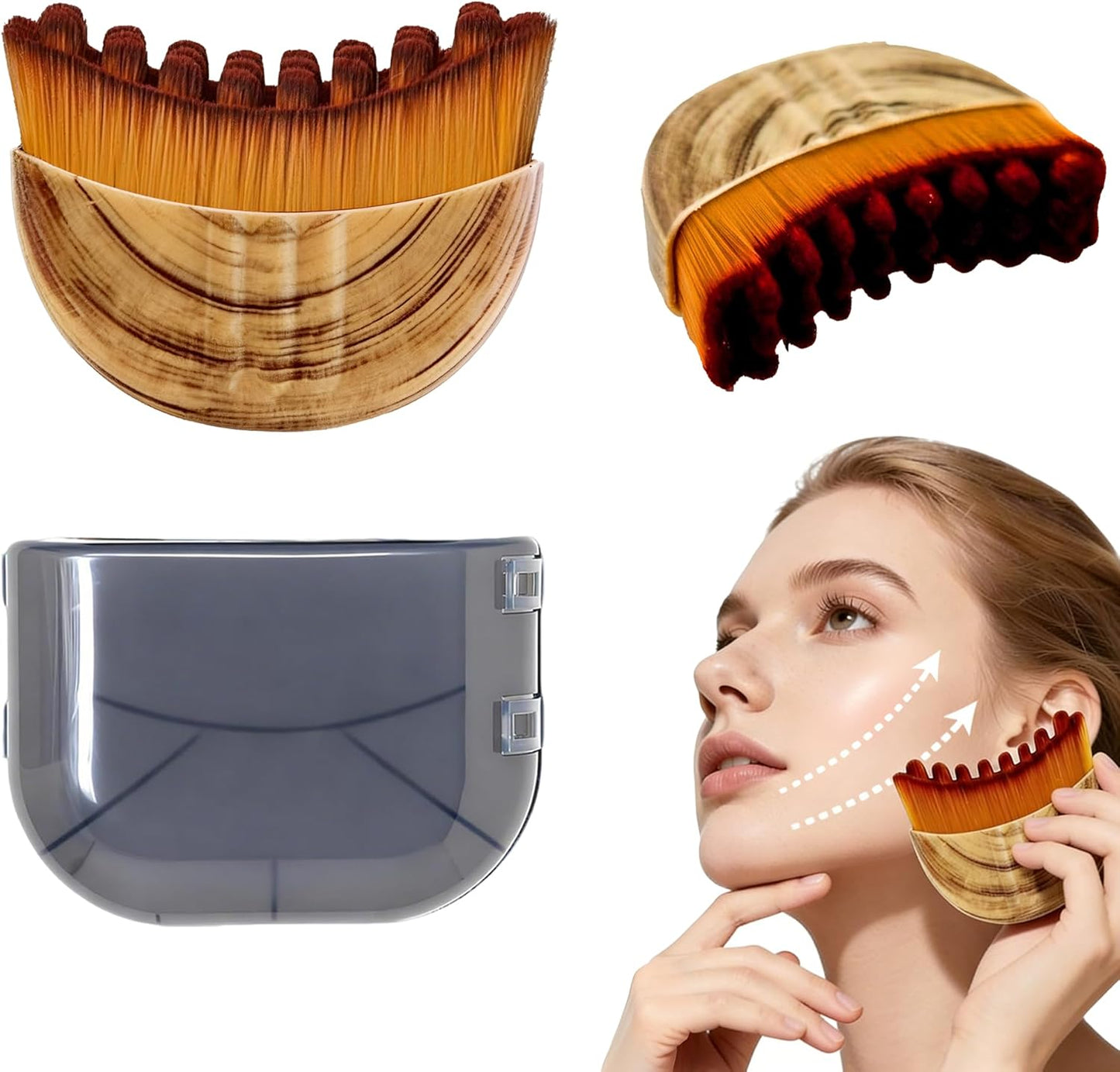Lymphatic Contour Face Brush - Super Soft Manual Massager for Sculpting & Reducing Puffiness | Portable Case Included