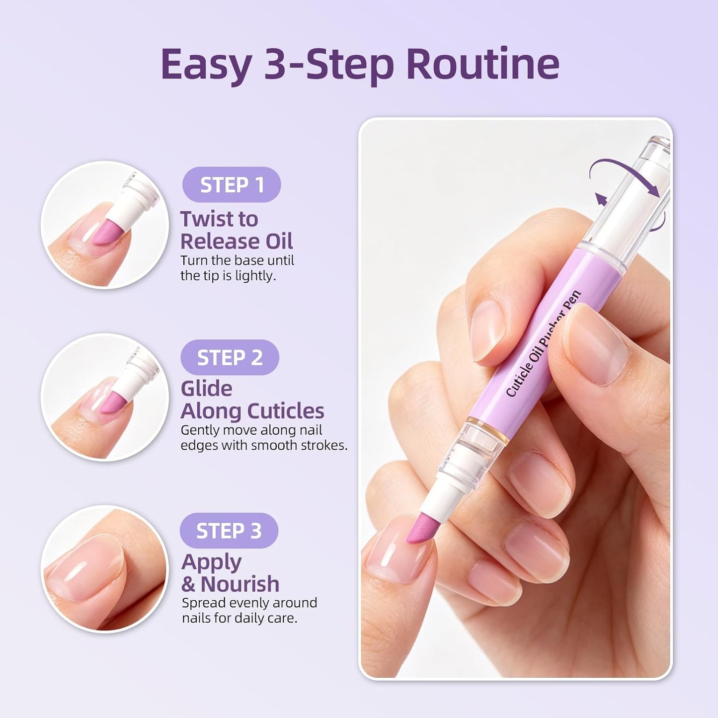 Cuticle Oil Pusher Pen - 2-in-1 Ceramic Nail Care Tool for Dry Nails & Hangnails | Moisturizing Remover (1pc)