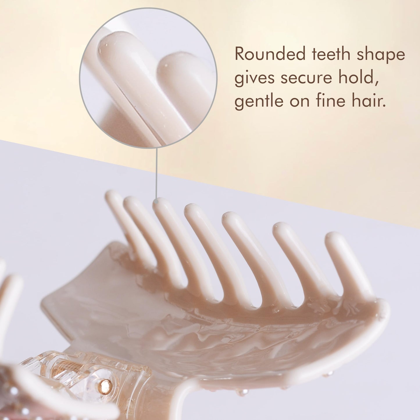 Emma Lily Cream Acetate Rectangle Hair Claw Clip with Pearl Beads - Secure Grip for Thin & Medium Hair, Ideal for Dinner Party Occasions, Gifts for Women
