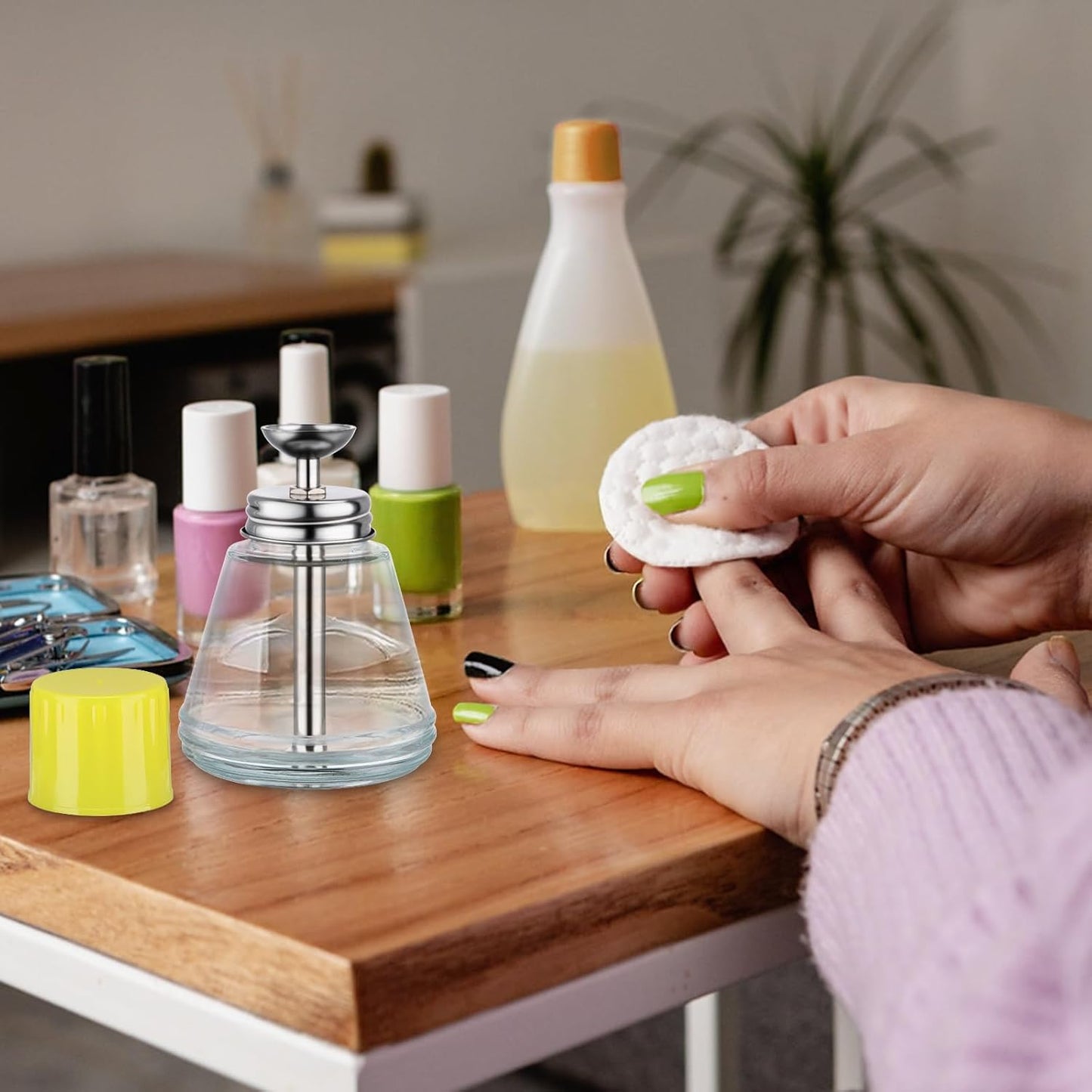 Clear Acetone Pump Dispenser - 6Oz Leak-Proof Glass Bottle for Nail Polish Remover | Makeup Remover