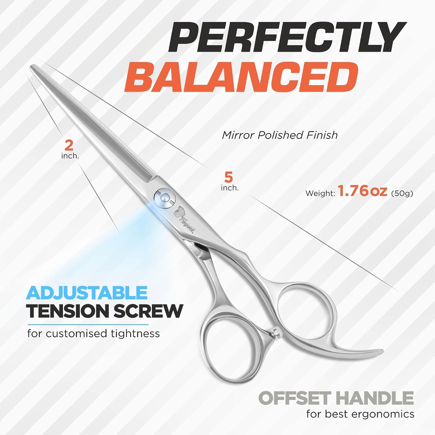 Professional Hair Cutting Scissors - 5 Inch 440C Steel Blades for Smooth, Precise Cuts | Durable Barber Shears with Elegant Sheath