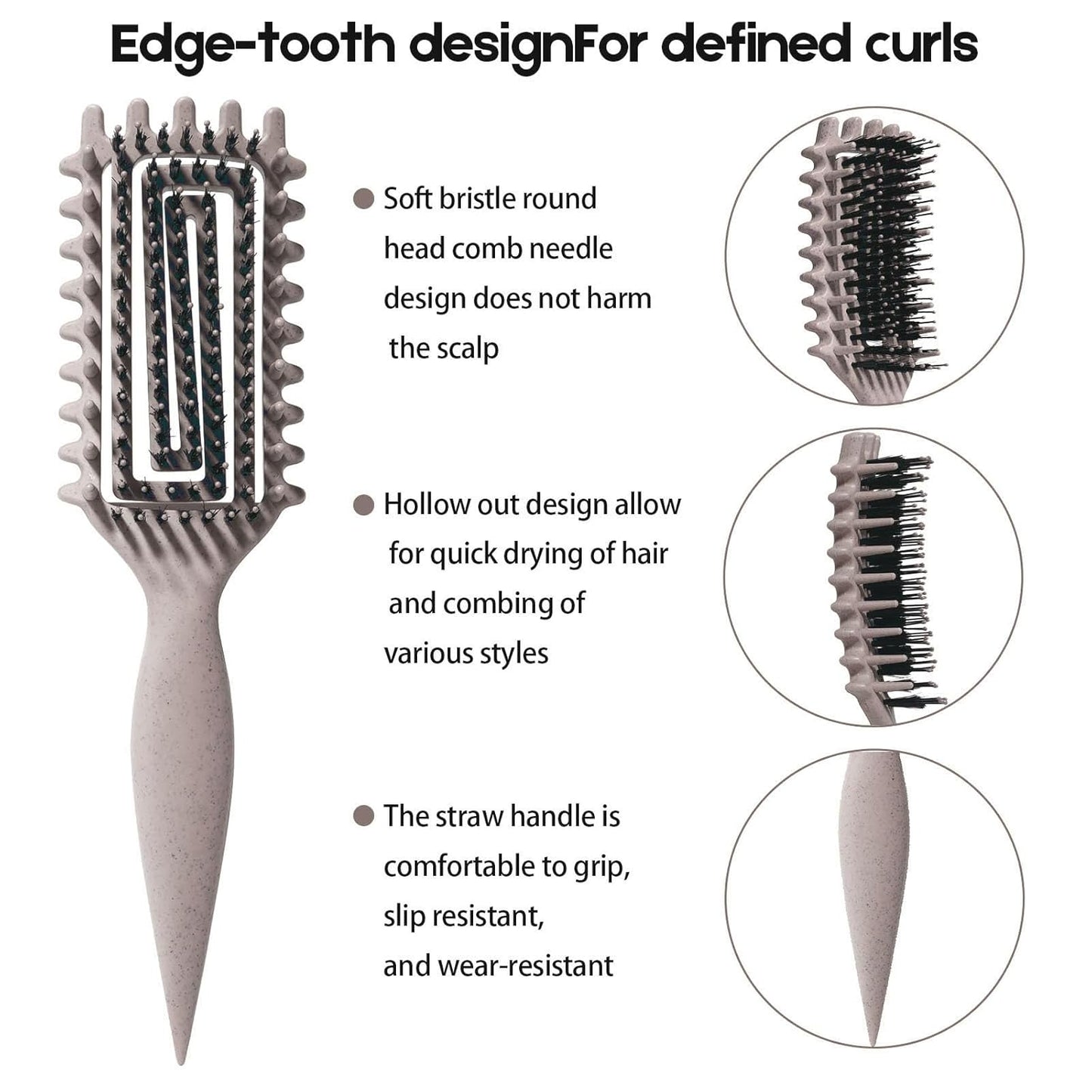 Curly Hair Brush - Candybrush Curl Defining Tool for Detangling & Shaping | Ideal for Wet & Dry Hair (Black)