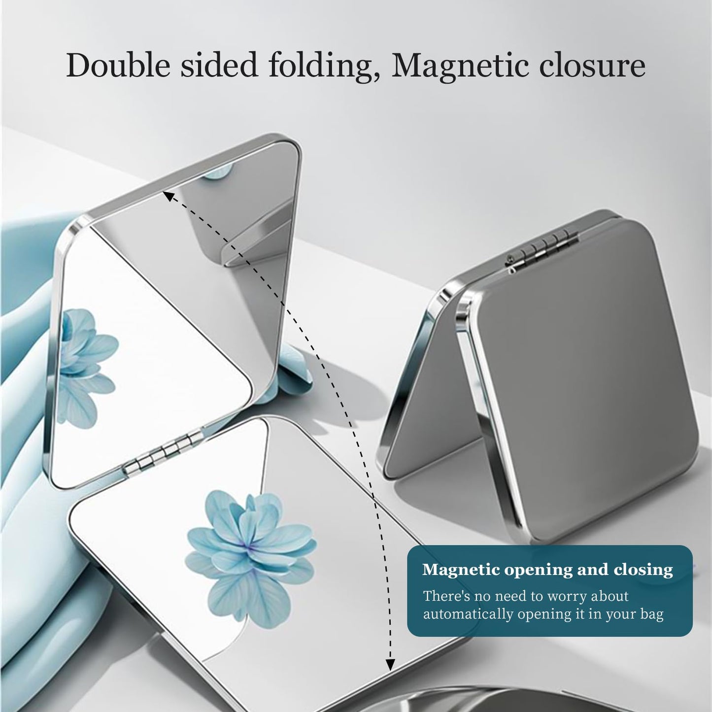 HSOOVZN Travel Makeup Mirror,Portable Folding Vanity Mirror 2-Sided Handheld Small Pocket Mirror Compact Portable for Handbag Purse Pocket(Round)