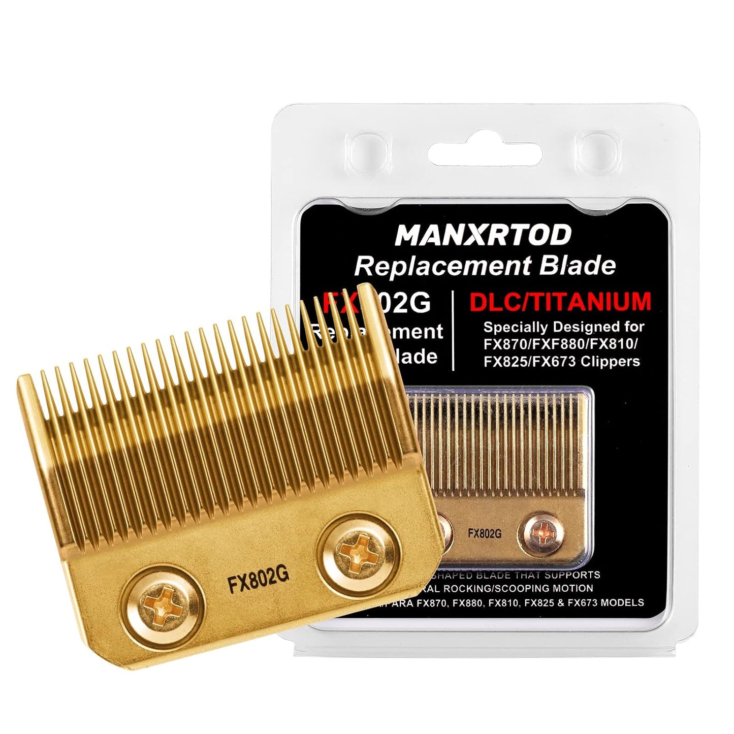 Replacement Blades for FX870/FXF880/FX810 Clippers - DLC Gold Taper Blades | Compatible with BaByliss FX802G