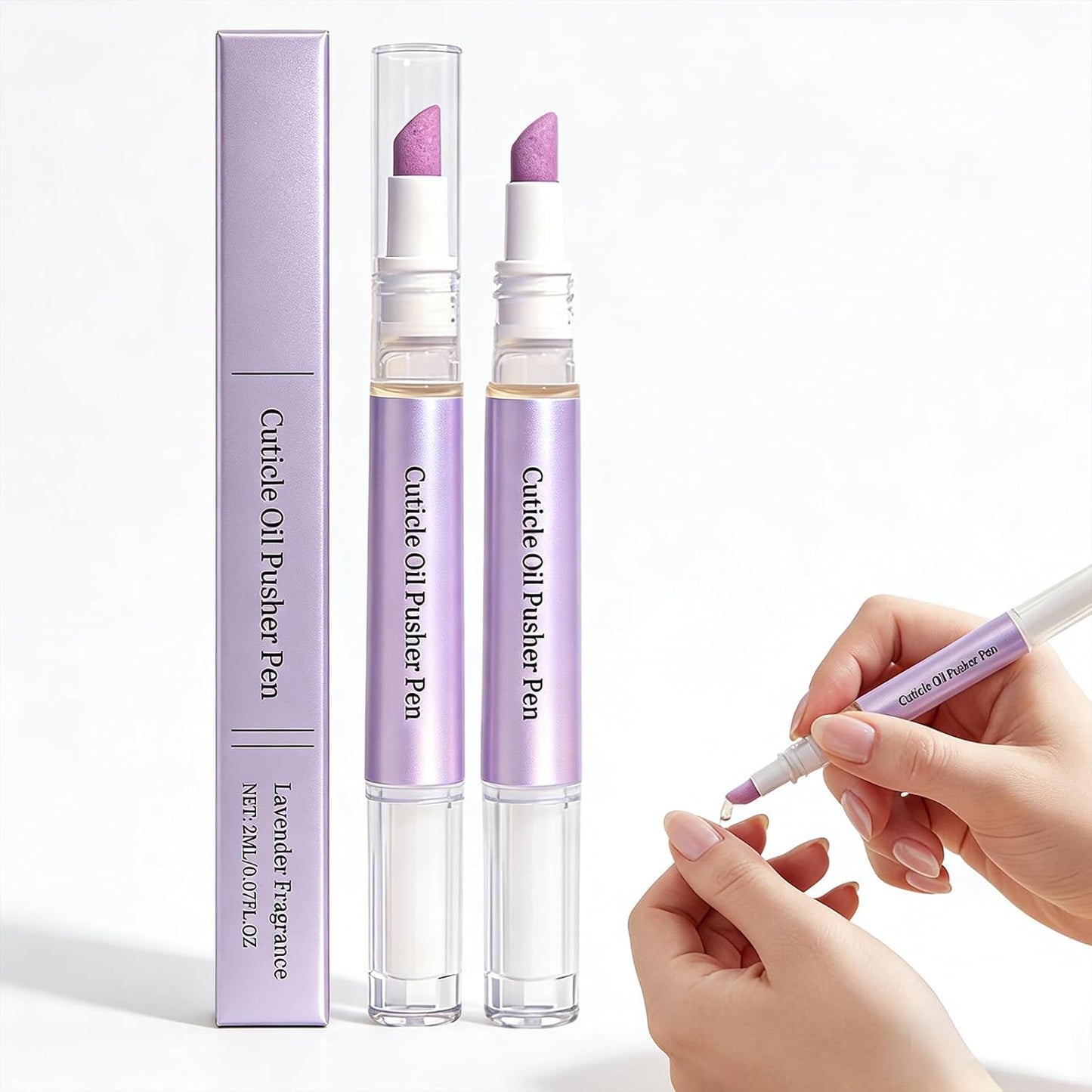 Cuticle Oil Pusher Pen - Moisturizing Ceramic Nail Care Treatment | 2 Pack, No Leak Travel Size
