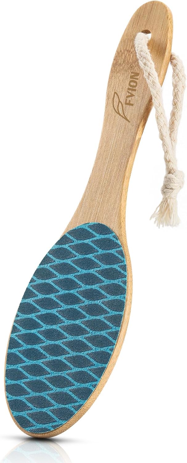 Nano Glass Foot File - Bamboo Handle Dead Skin Remover | Gentle Pedicure Tool for Soft Feet (Yellow)