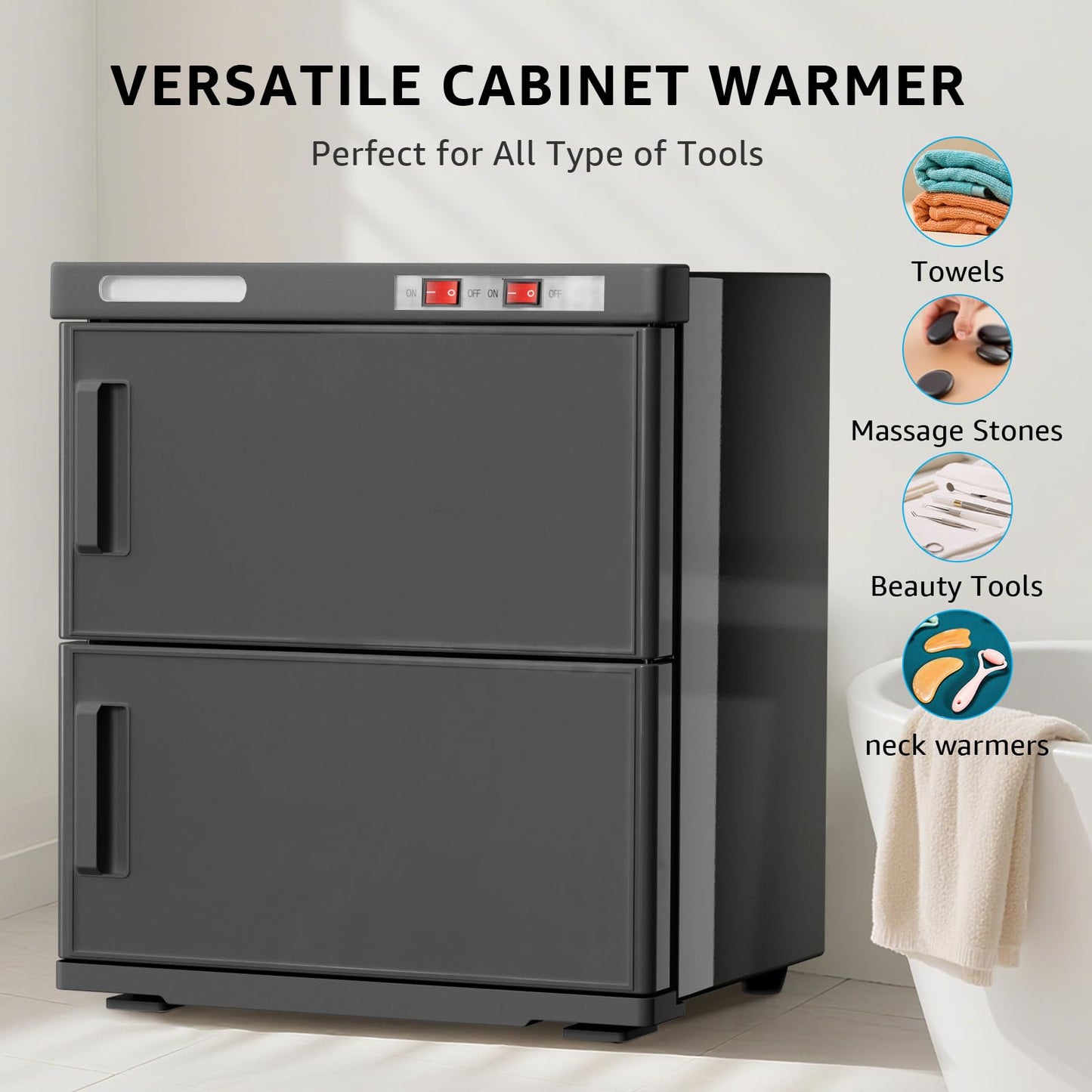 TABU 32L Hot Towel Warmer, Large Towel Heater Cabinet, Black
