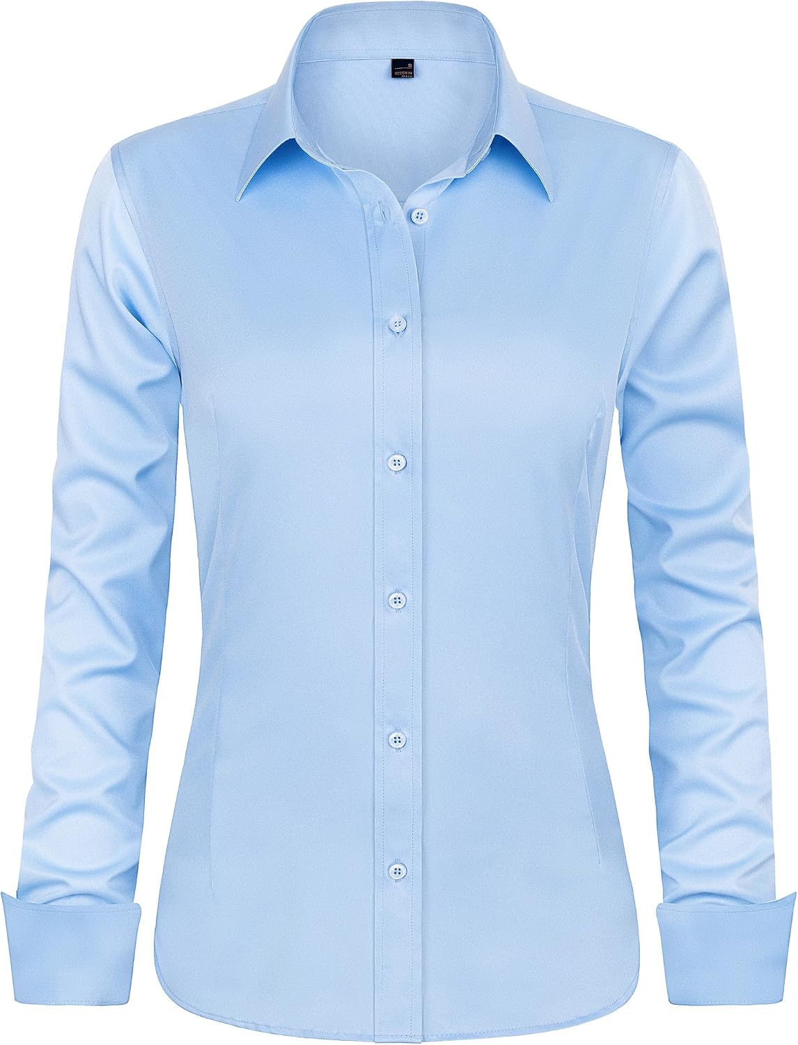 J.VER Women's Long Sleeve Dress Shirt - Wrinkle-Free Business Casual Blouse for Office Work