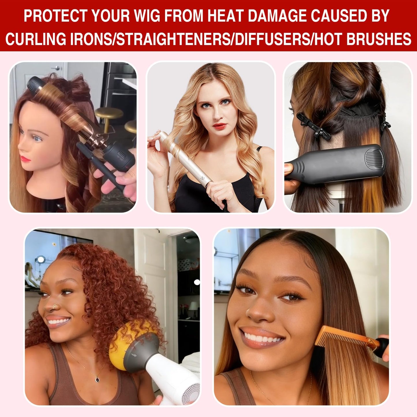 Goiple 2PCS Synthetic Wig Milk Spray, Heat Thermal Leave-In Conditioner Wig Detangler Spray for Human Wigs, Conditioner ＆ Detangler 3 in 1 Moisturizer, Synthetic Hair Wigs Easy Combing