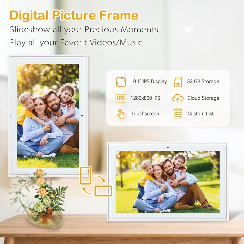USIN 10.1" Smart Digital Calendar Wall Touch Screen, Wi-Fi Sync, Family Duty Chore Charts, Meal Planner, to Do List, Smart home organizer, No Subscription Fee, Built-in 5MP Camera for Video Calls, Interactive Electronic Digital Photo Frame, Desk stand & W