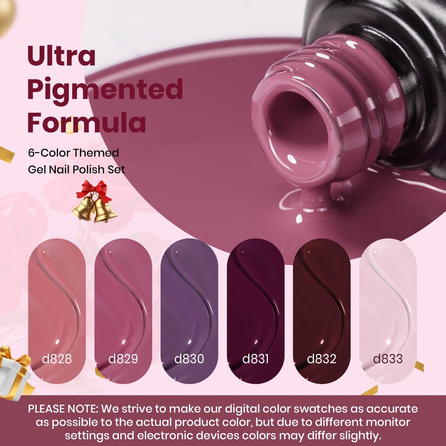 Beetles Purple Gel Polish Set - 6 Color Purple Burgundy Maroon Mauve Plum Gel Polish Kit, Soak Off UV LED Nail Gel for Manicure Nail Art Gifts for Women