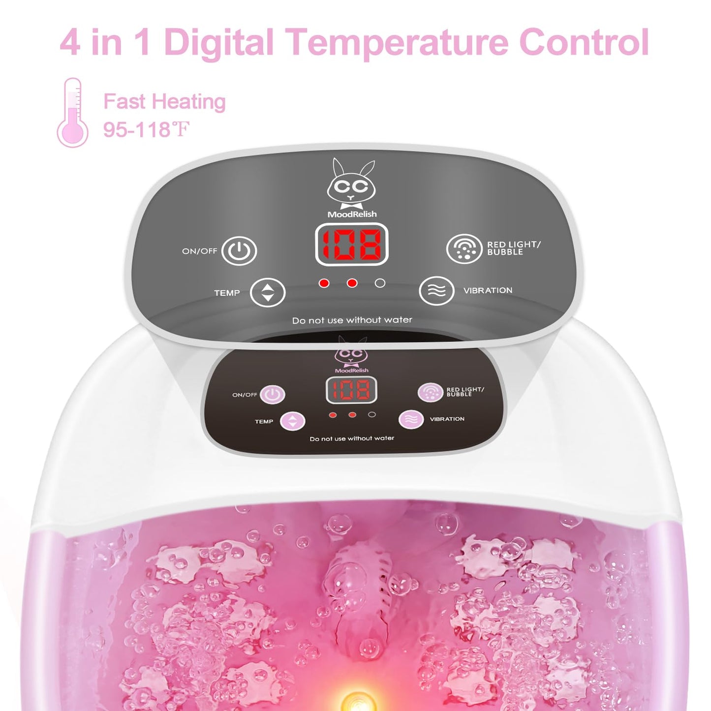 Foot Spa Bath Massager with Heat & Vibration | 22 Massage Rollers, Calming Lavender Epsom Salt, Adjustable Temp - Pink