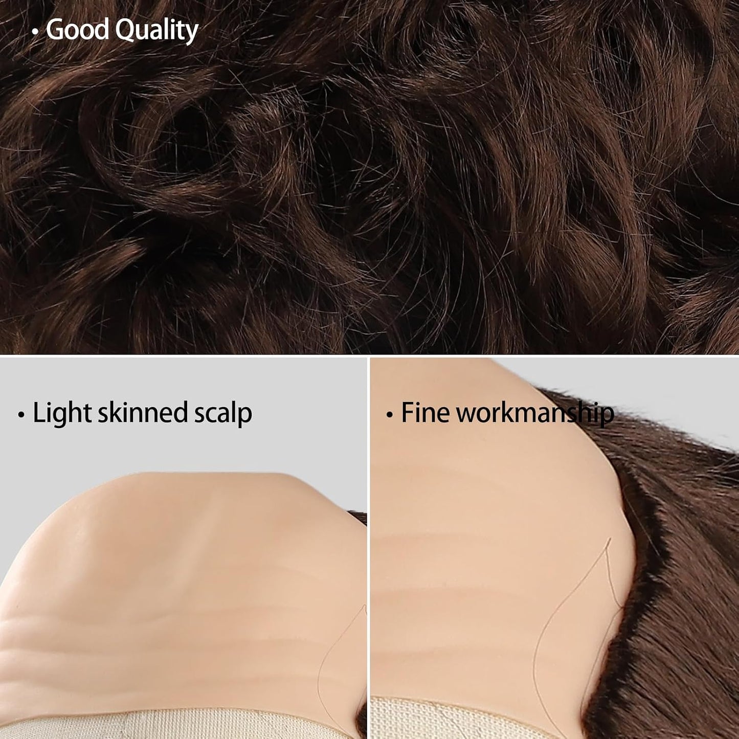 Short Curly Bald Cap Wig | Mad Brown Scientist Costume for Halloween & Cosplay