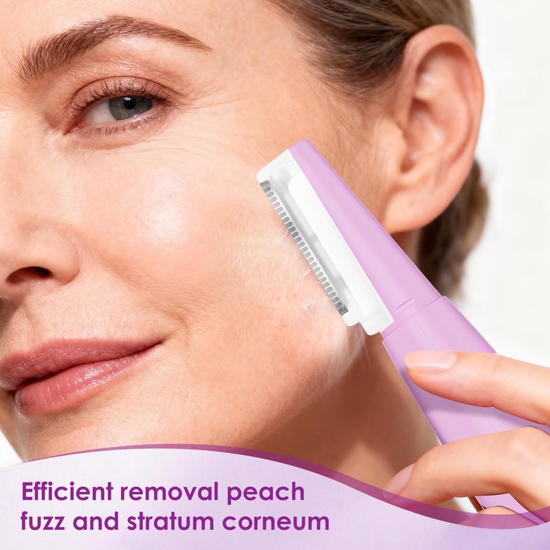 Sonic Dermaplane Razor for Women Facial Peach Fuzz Remove - Facial Hair Removal Kit with 12 Blades, 3 Speeds & LED Light